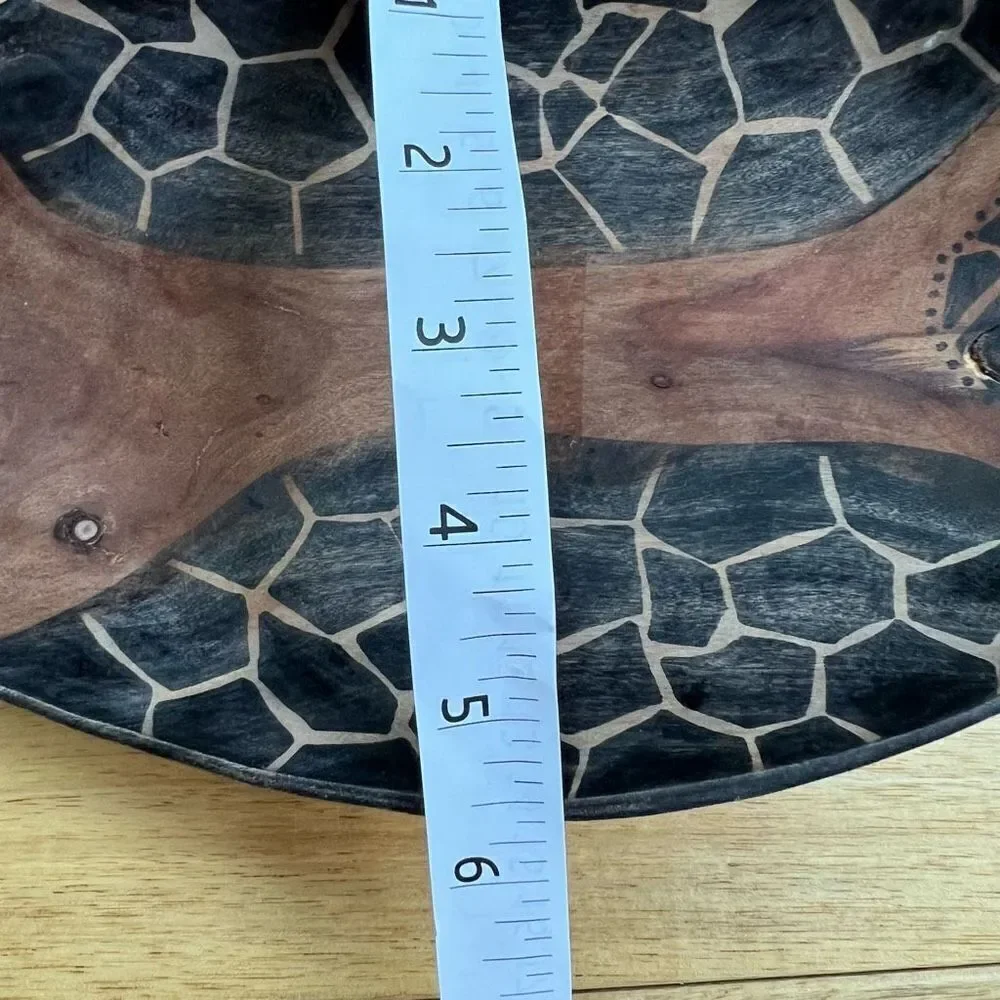 Animal print wooden bowl hand carved decorative